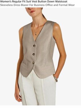 Tailored Sleeveless Button-Down Waistcoat in Taupe